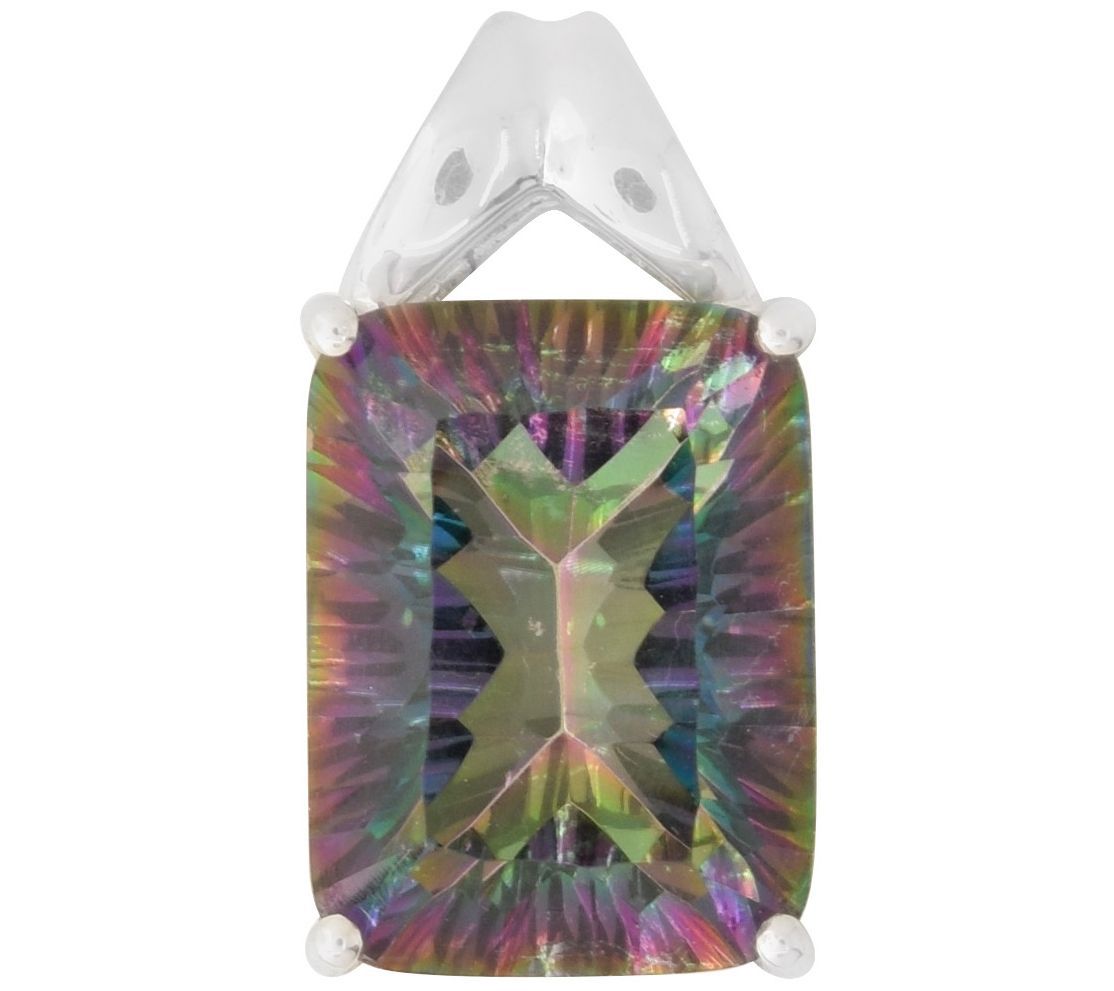 Sterling Silver Green Coated Quartz Pendant
