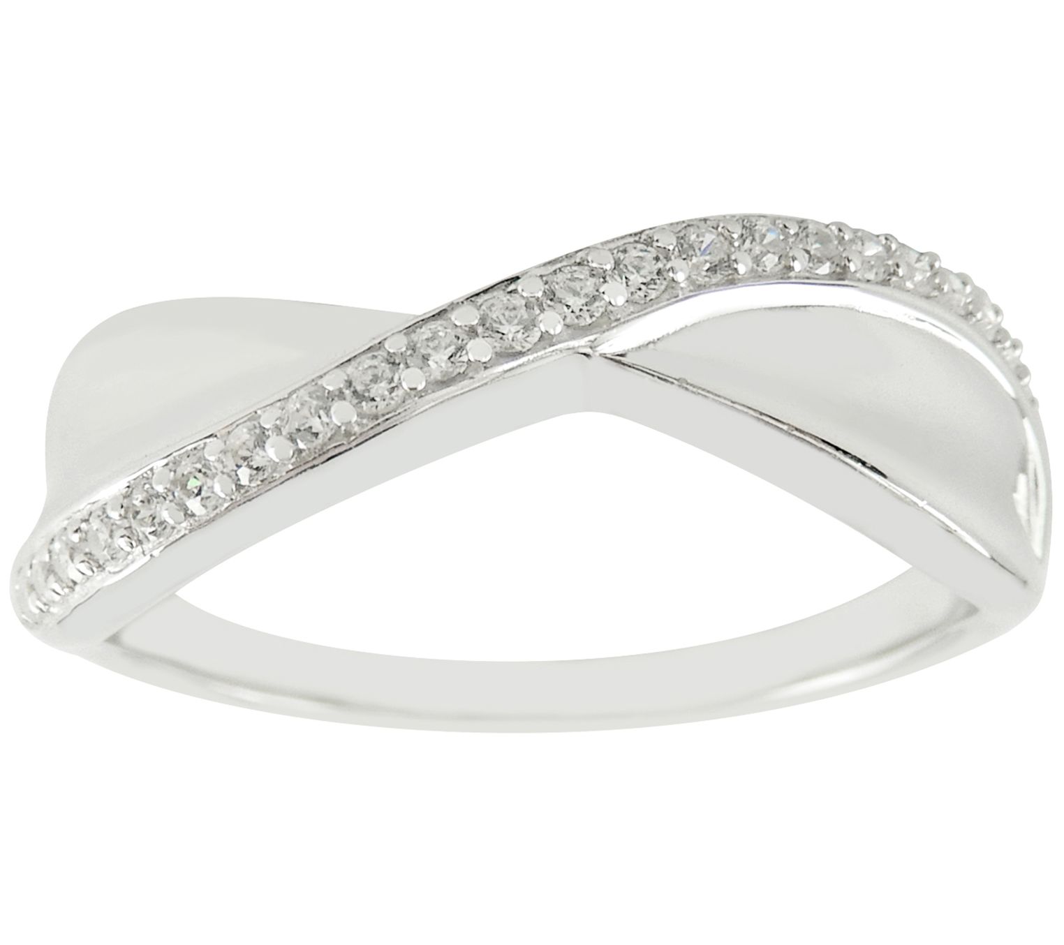 Diamonique Criss-Cross Ring, Sterling Silver