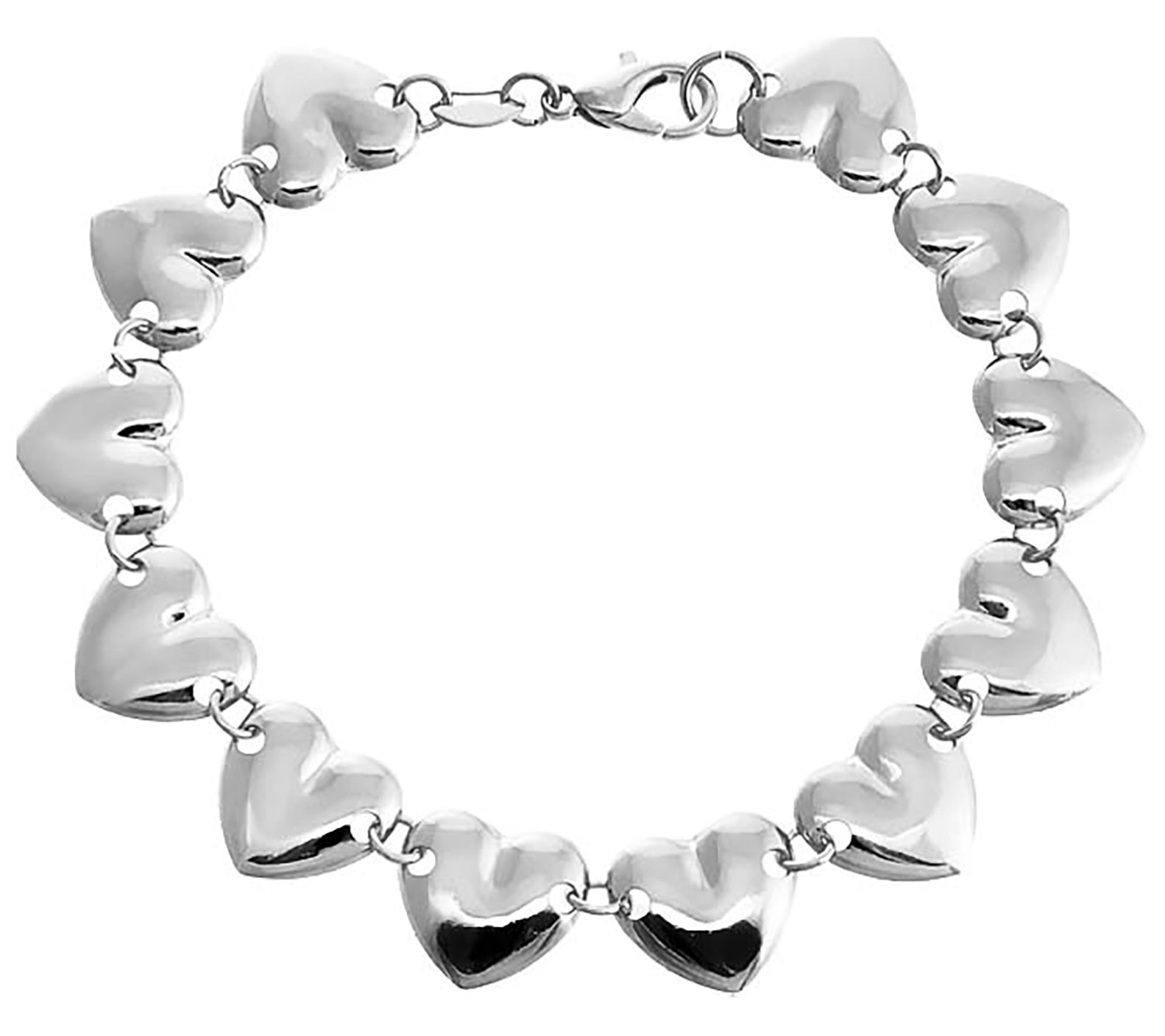 by Adina Eden Sterling Silver Chunky Solid Hear s Bracelet