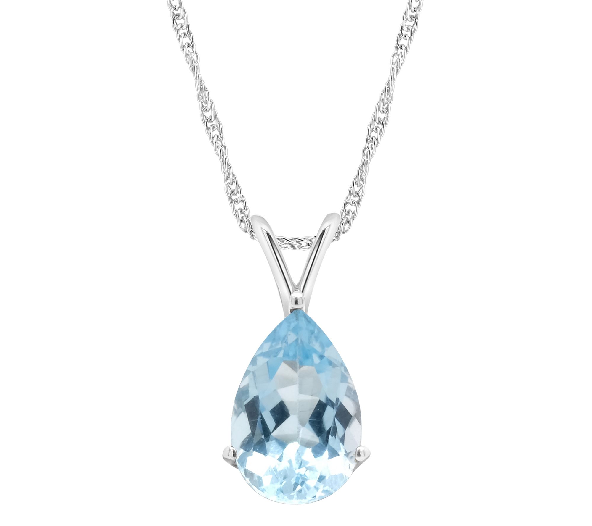 14K Gold 3.30 cttw Sky Blue Topaz Pendant w/ Ch ain