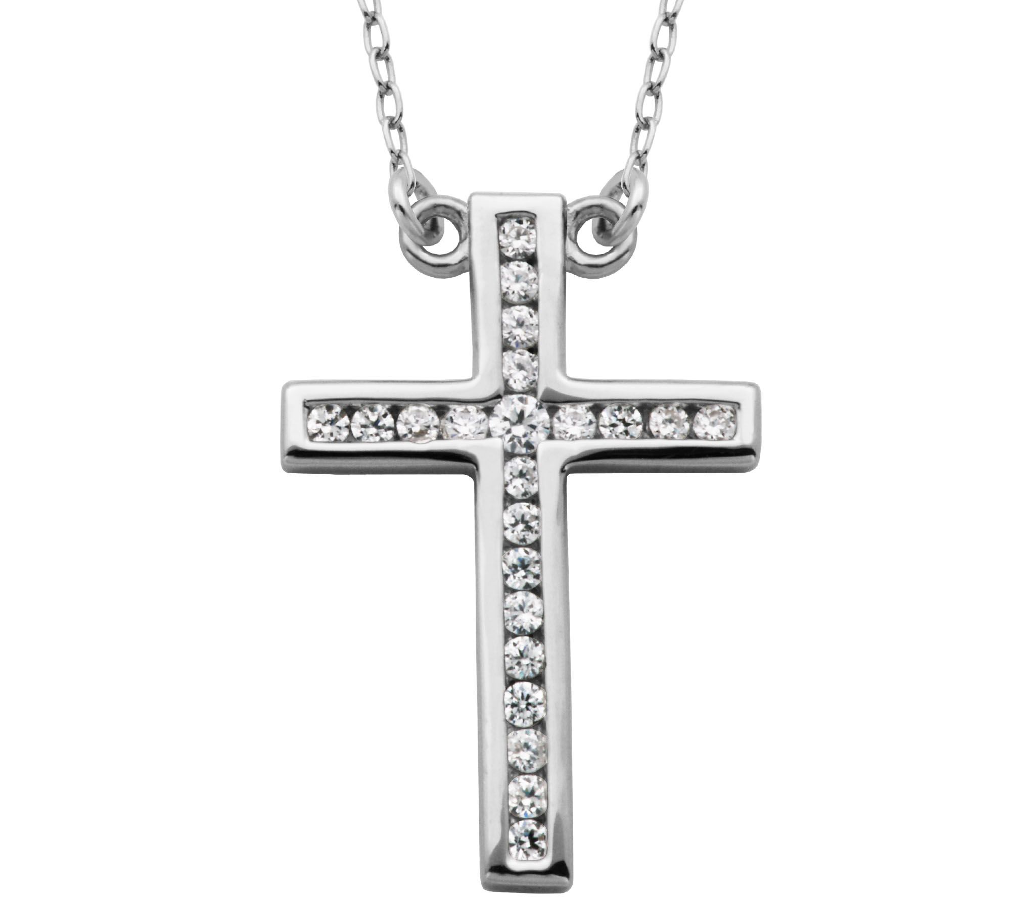 Diamonique 1/3 cttw Cross 18 Necklace, Sterlin g