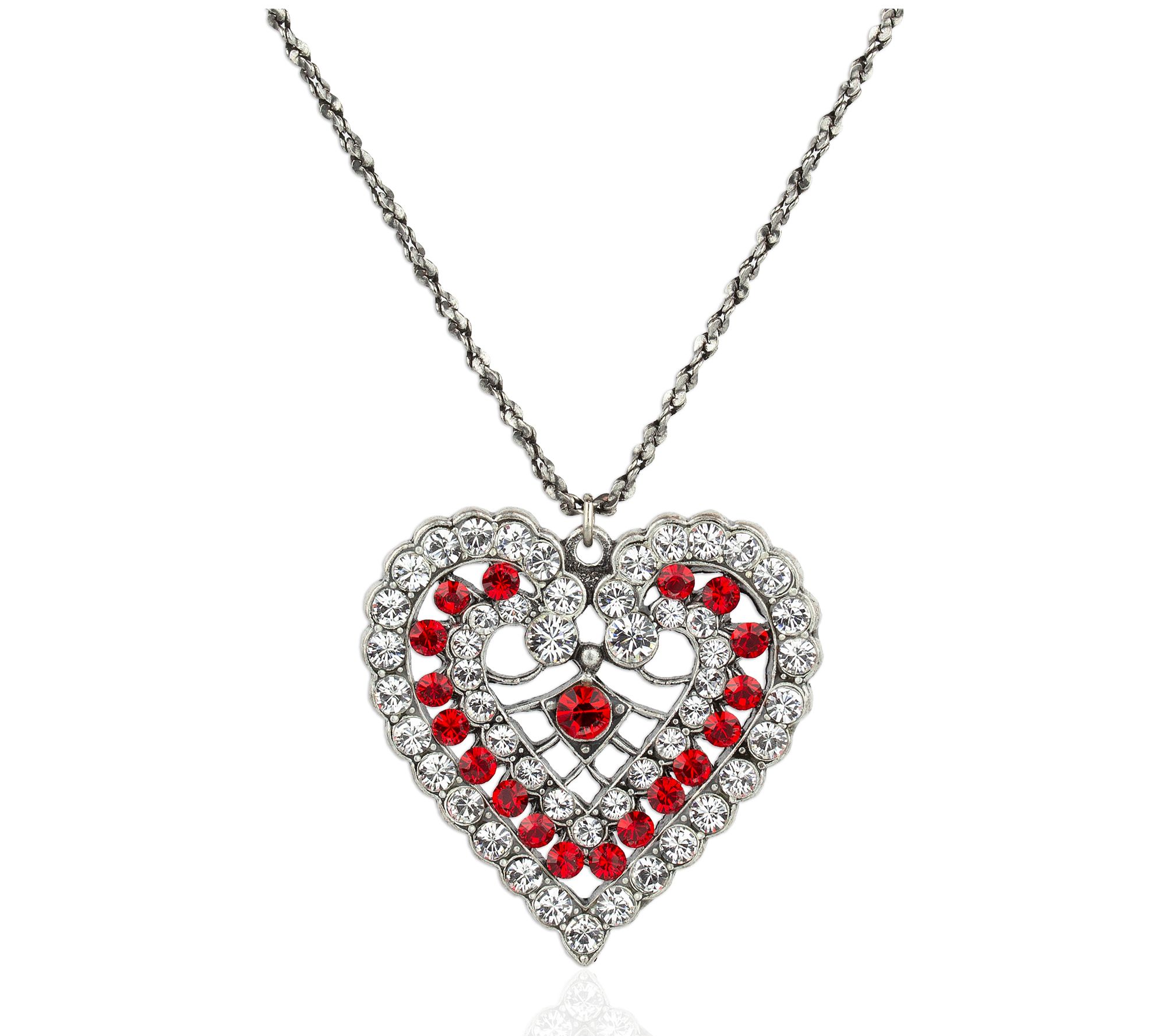 Anne Koplik Red Crystal Heart Pendant w/ Chain
