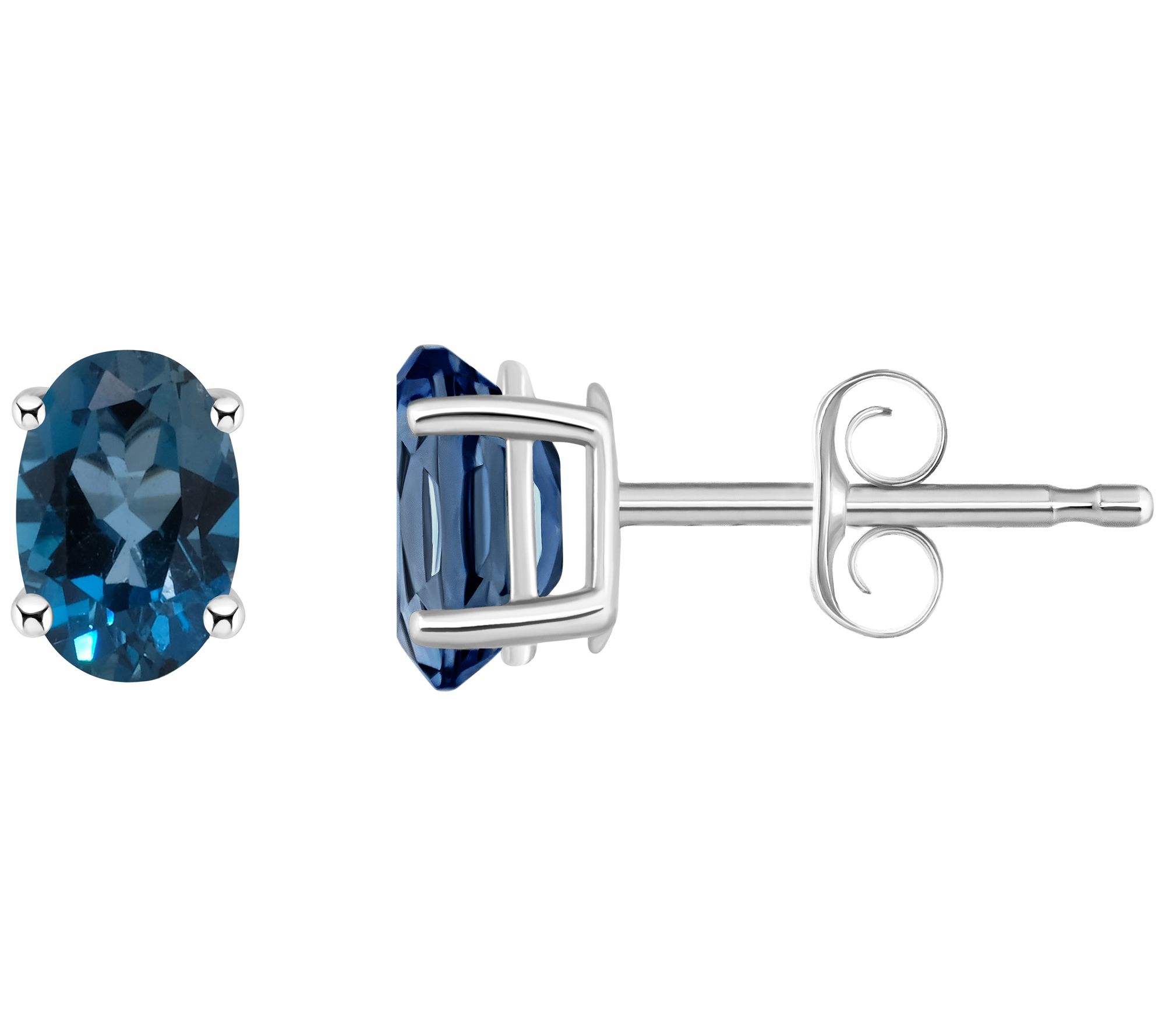 14K Gold Oval 1.00 cttw London Blue Topaz Stud Earrings