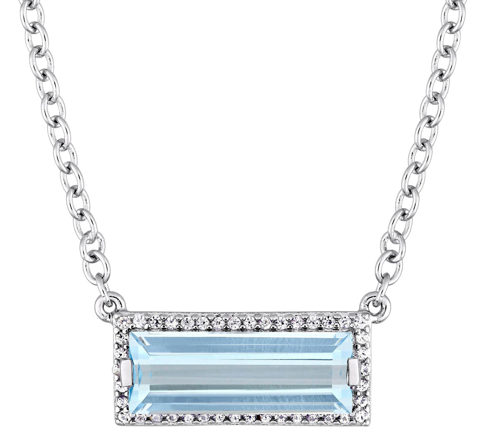 Sterling Silver 3.00 cttw Blue Topaz & White Sapphire Necklac
