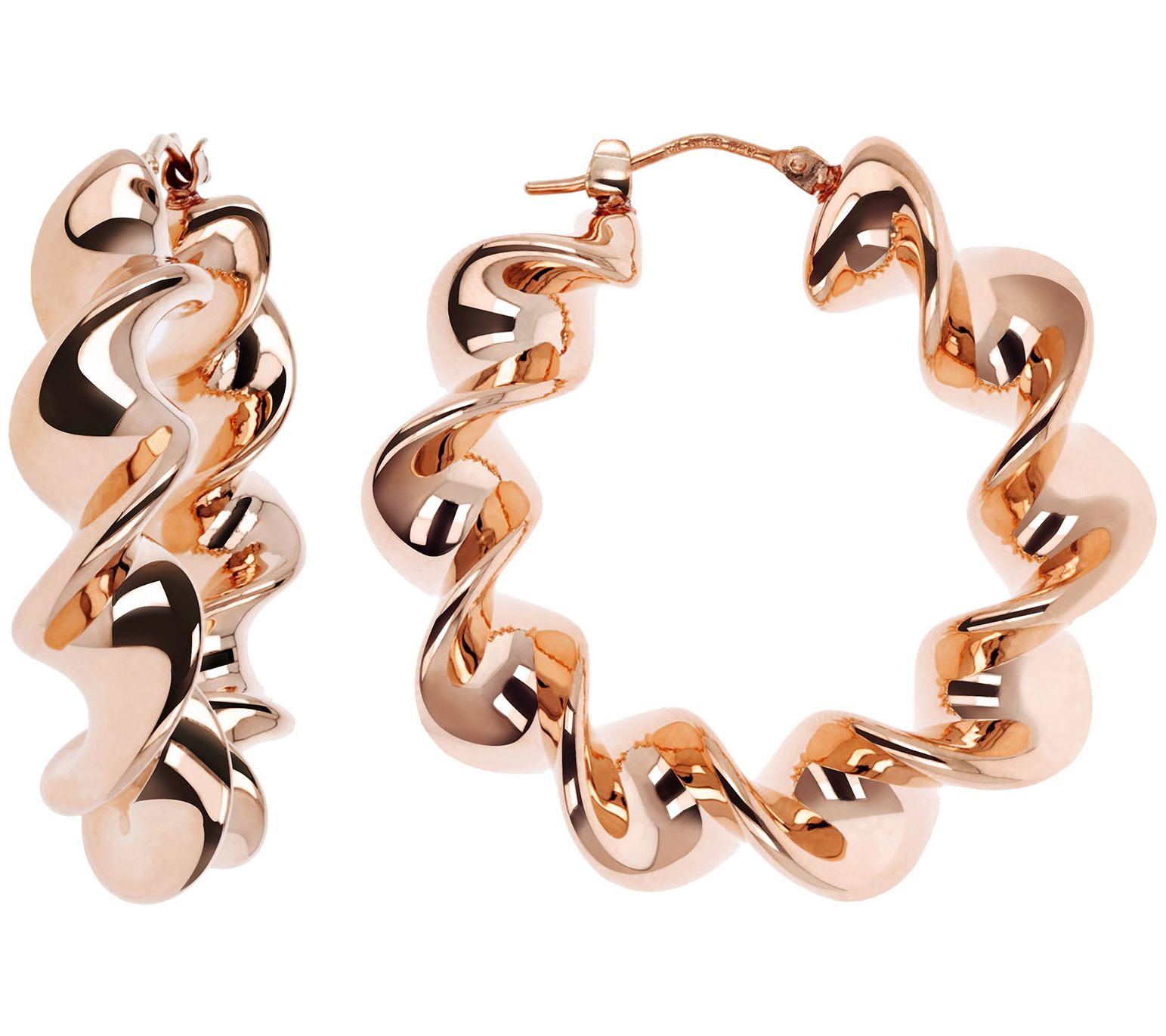 Oro Nuovo Polished Twisted Hoop Earrings, 14K Gold Over Resin
