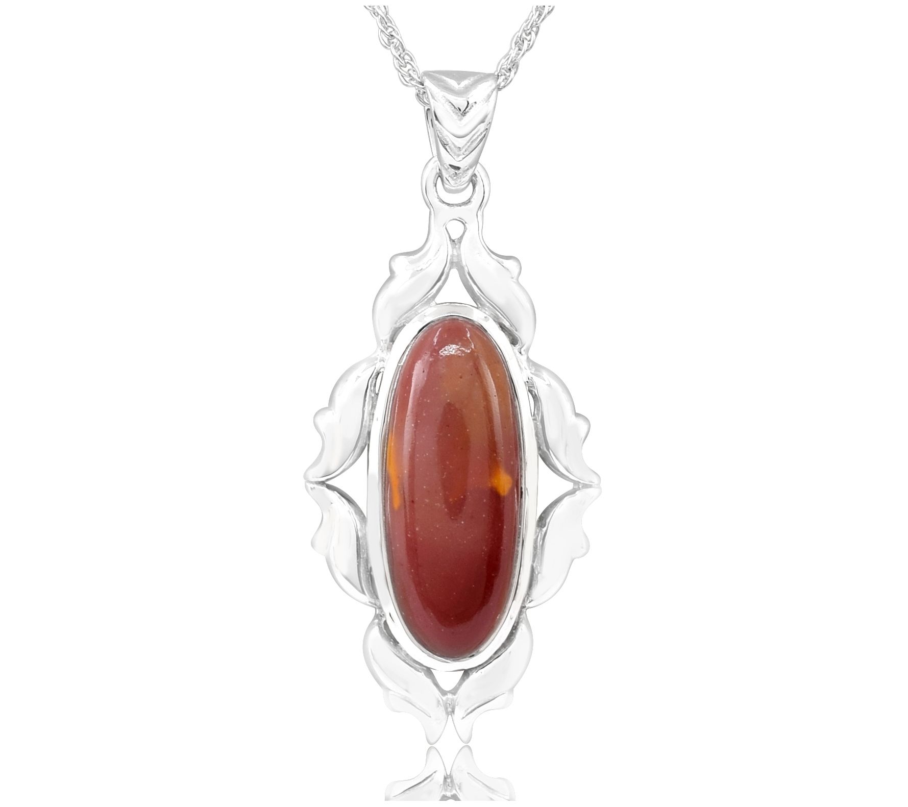 Sterling Silver Framed Oval Mookite Pendant w/ hain