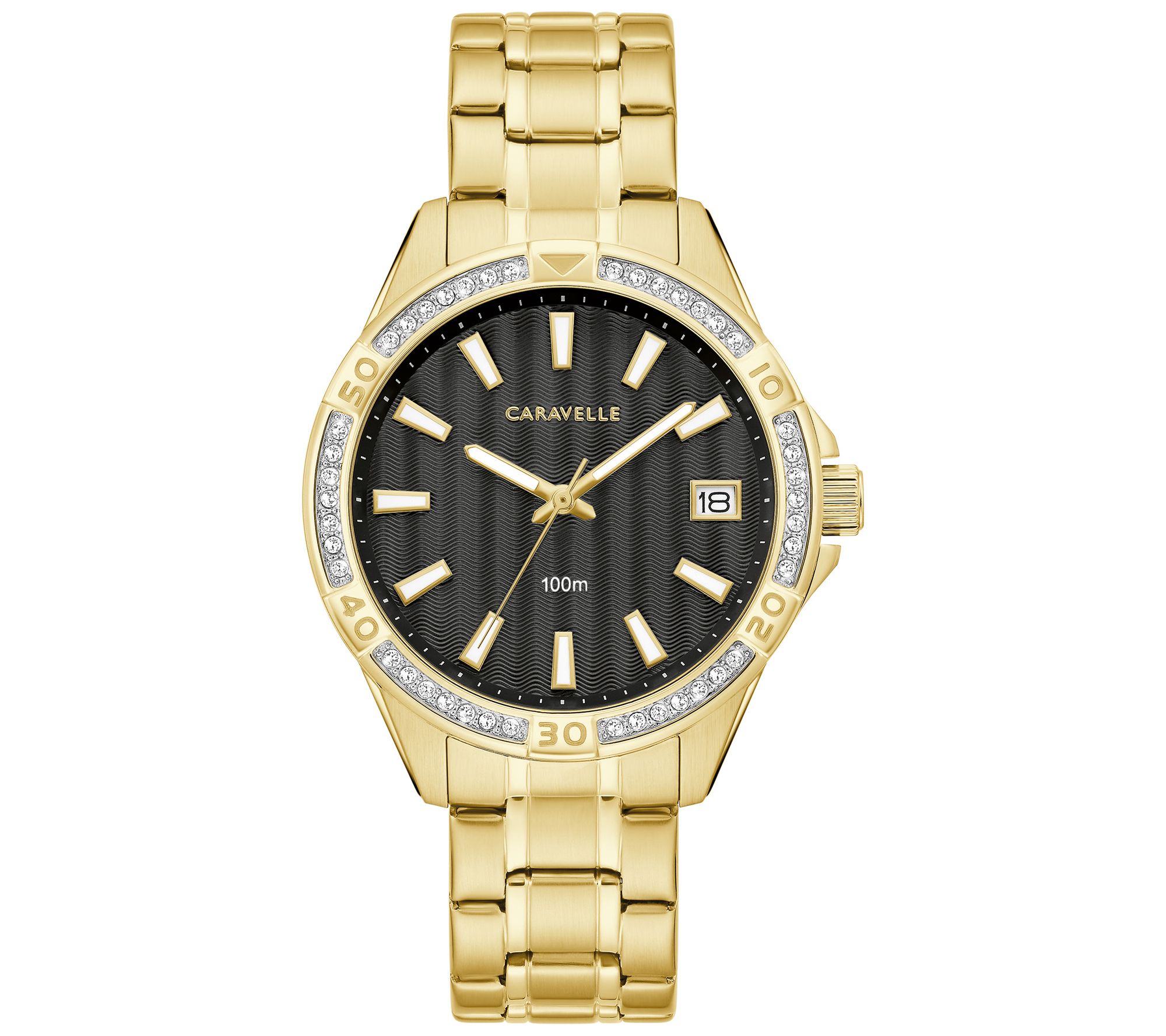 Caravelle by Bulova Women's Goldtone Crystal Ac ent Watch