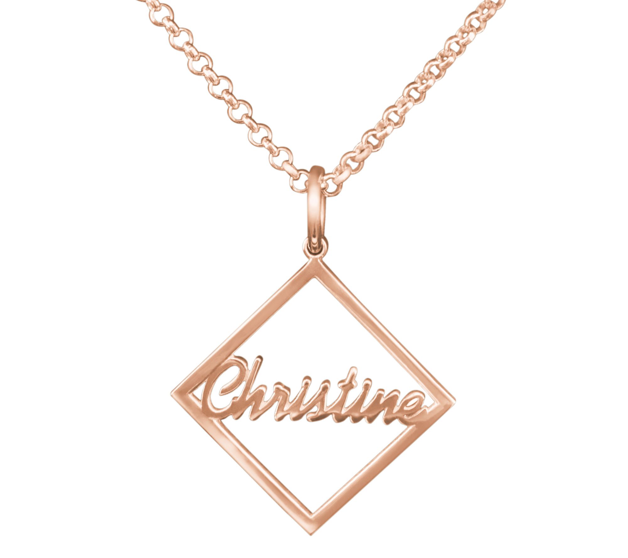 14K Rose Gold-Plated Personalized Framed Name Pendant