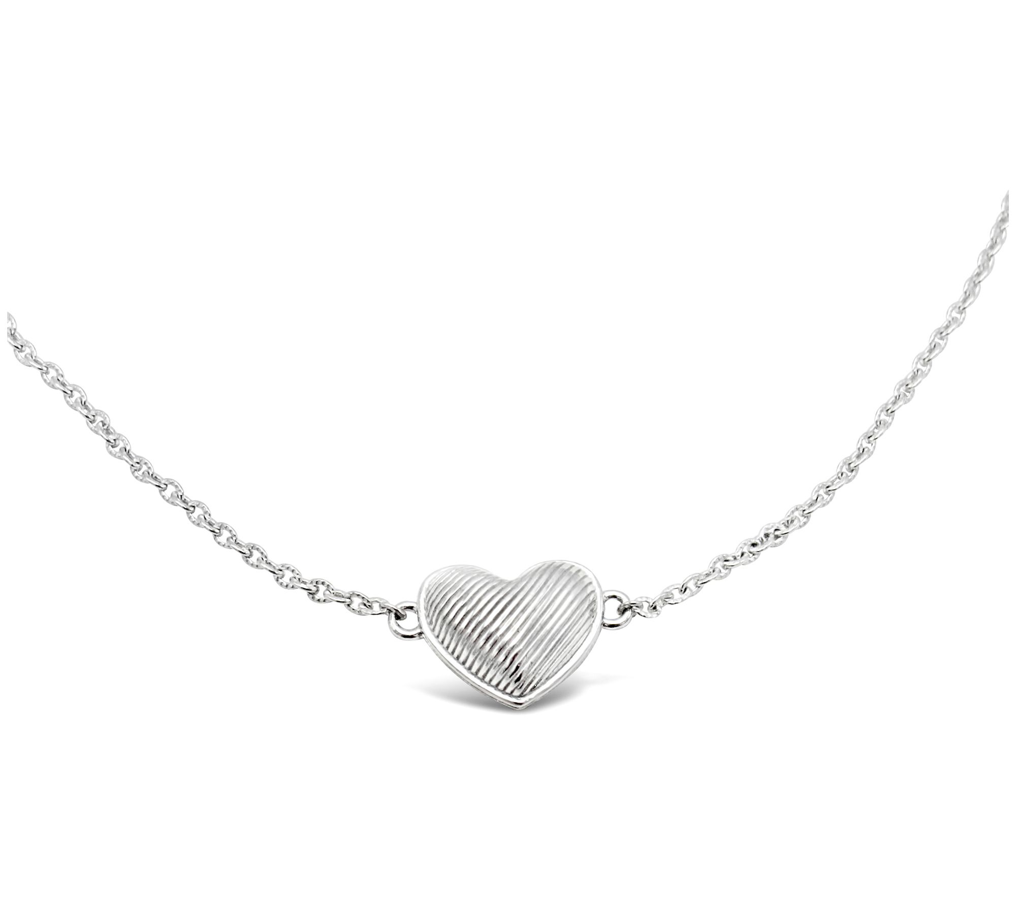 Ariva Sterling Silver Textured Heart Ankle Brac elet