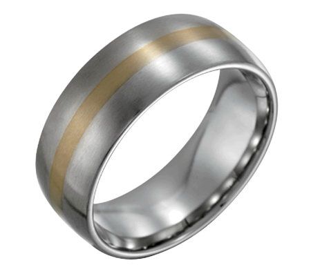 Steel By Design Mens w/ 14K Gold Inlay Satin R ing