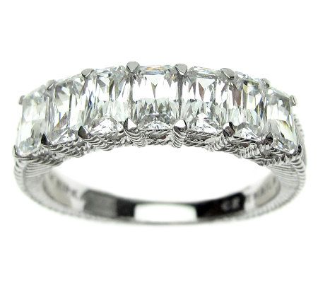 Judith Ripka Sterling 1.75 cttw Diamonique 7- S tone Ring