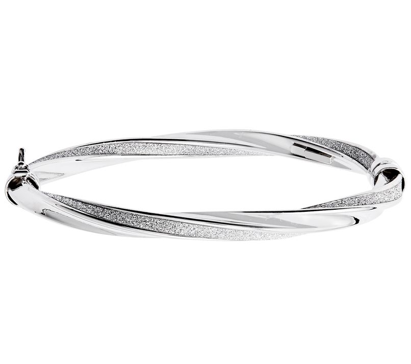 Italian Silver Twist Glimmer Bangle, 11.4g