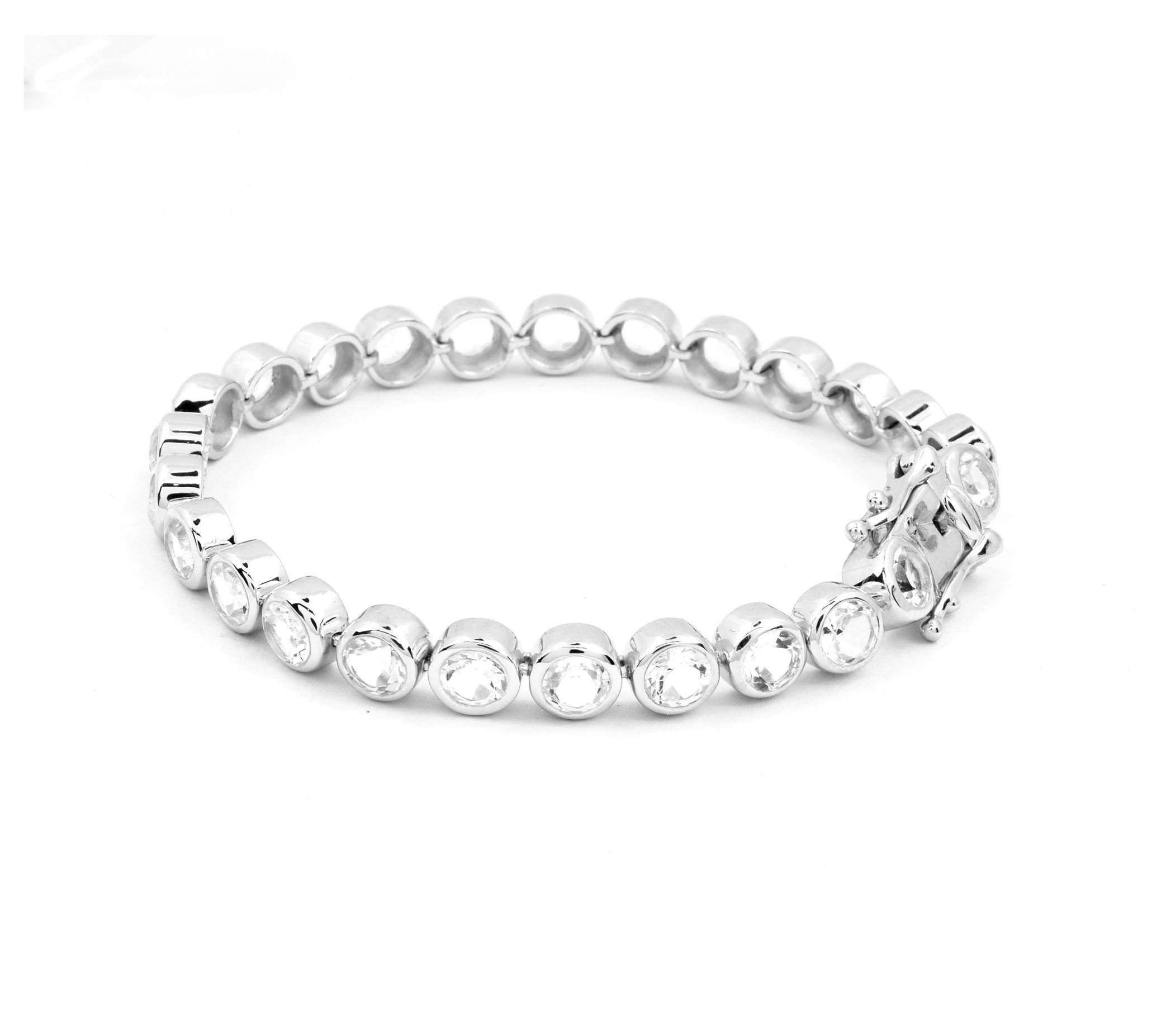 Sterling Silver Round Rock Crystal Tennis Bracelet