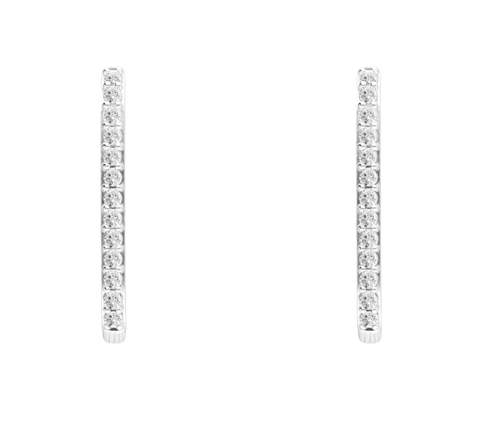 Ariva Sterling Silver White Topaz Oval Hoop Earrings