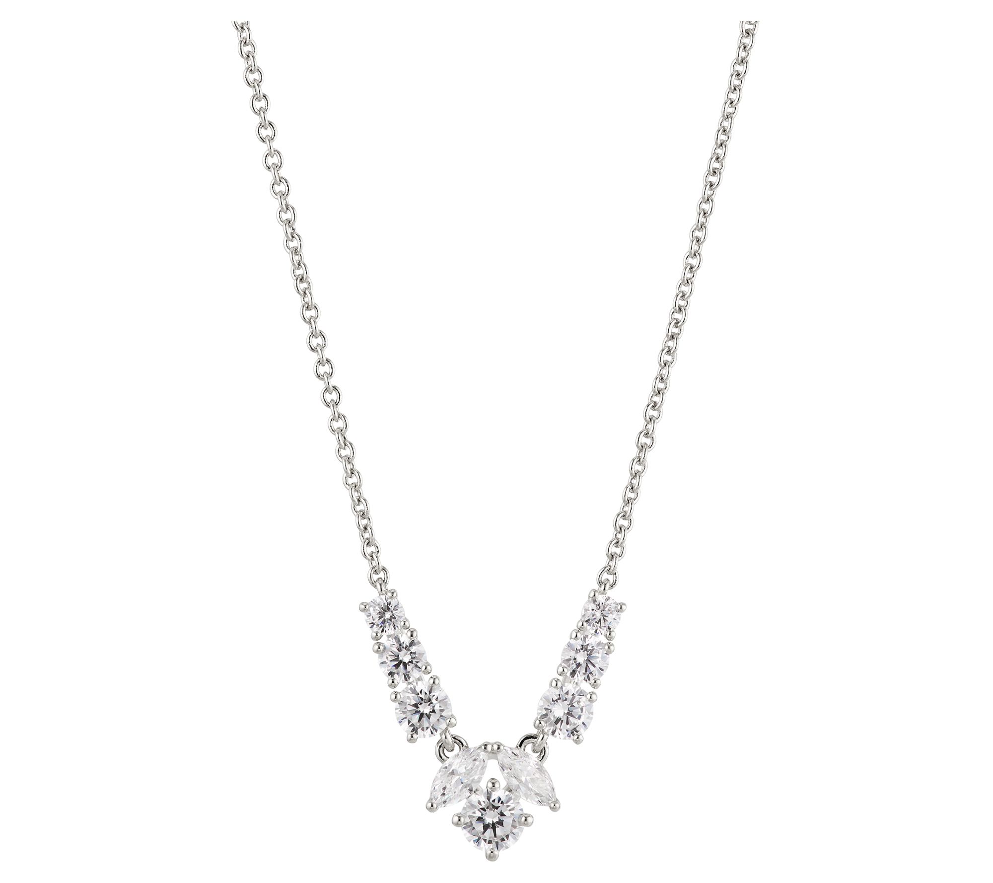 Nadri Sterling Silver Cluster Statement Necklace