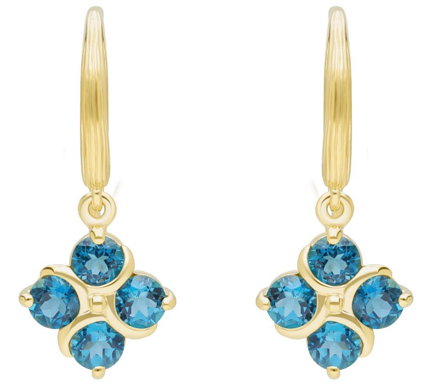 Ariva Sterling Silver Blue Topaz Quartet Dangle Earrings