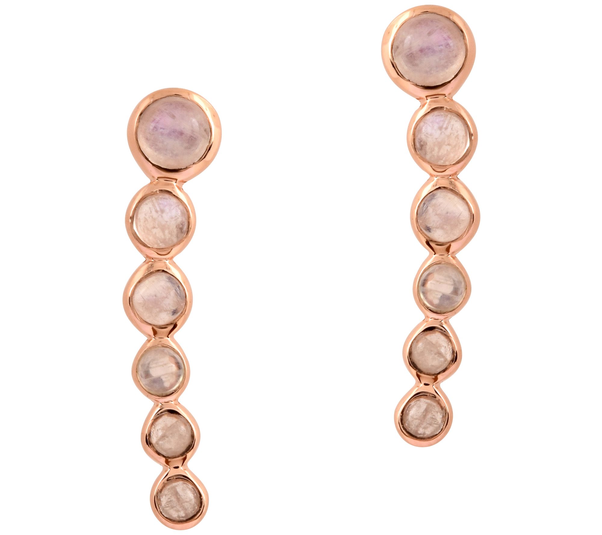 Affinity Gems Moonstone Climber Earrings, 14K R ose Gold Plated