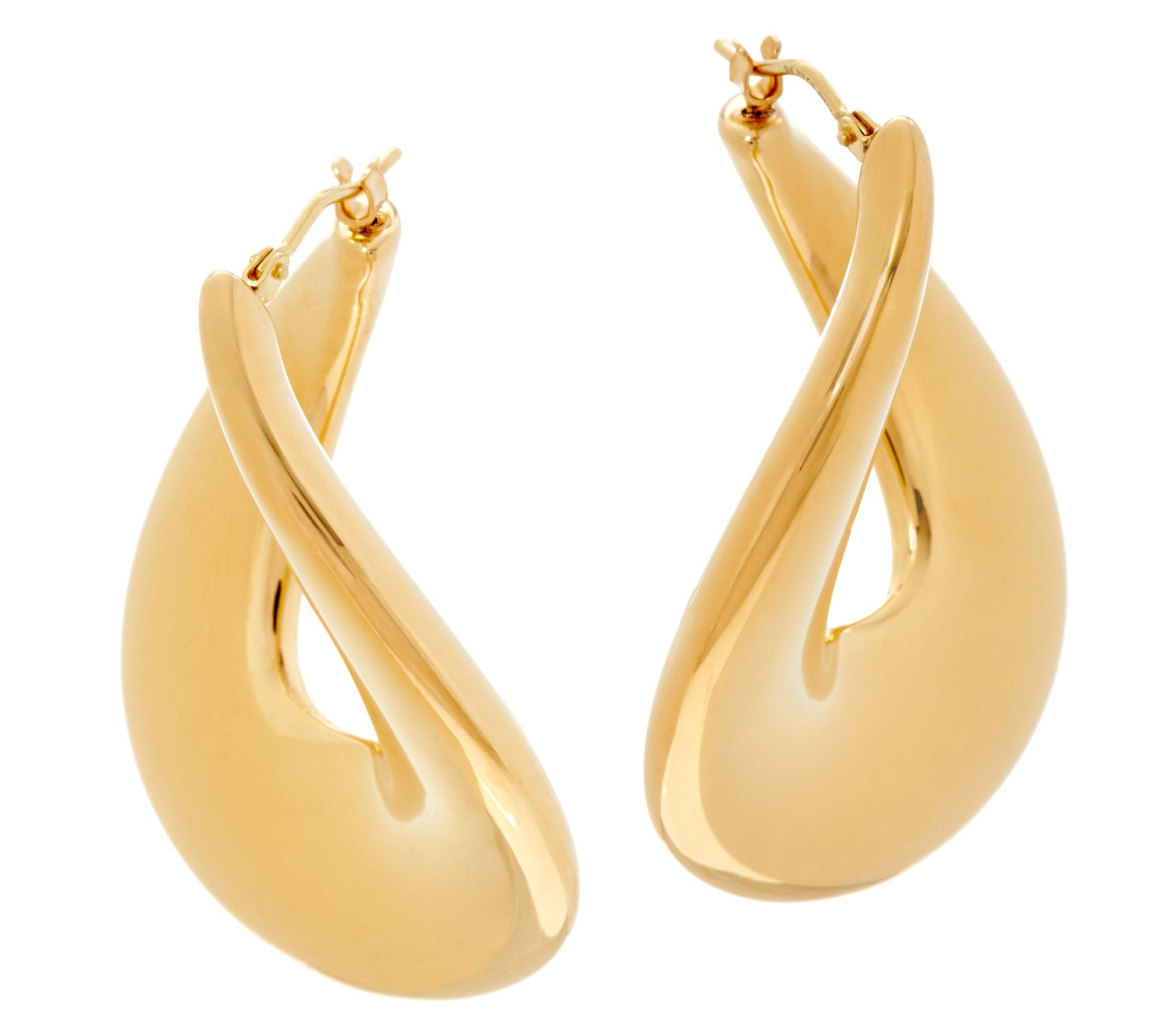 Oro Nuovo Bold Flat Twist Hoop Earrings 14K Gold Over Resin - QVC.com