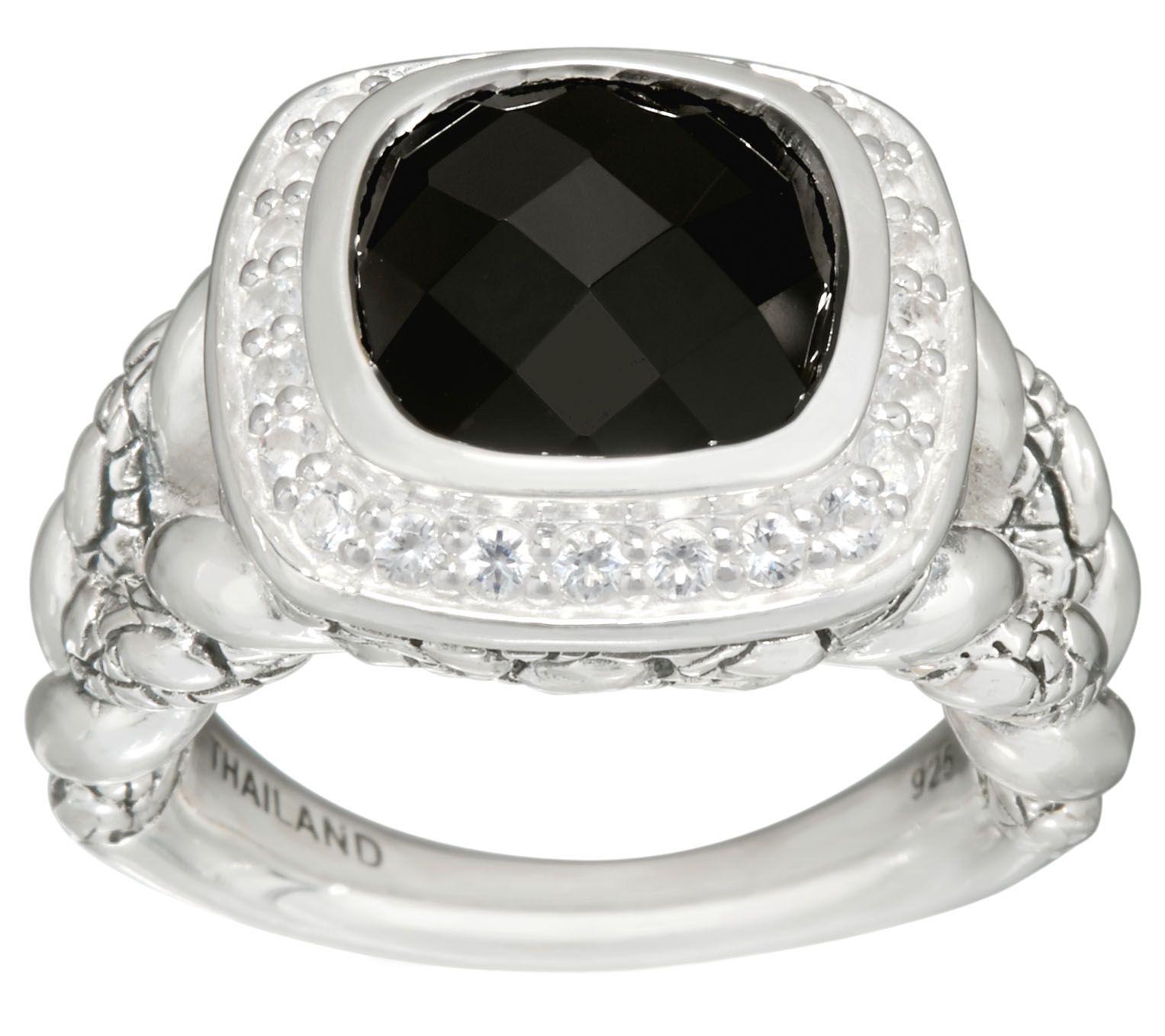 JAI Sterling Cushion Cut Black Onyx Croco Texture Ring - Page 1 — QVC.com