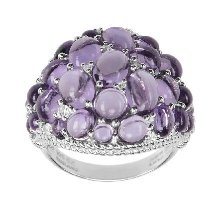 Judith Ripka Sterling Amethyst & Diamonique Clu ster Ring