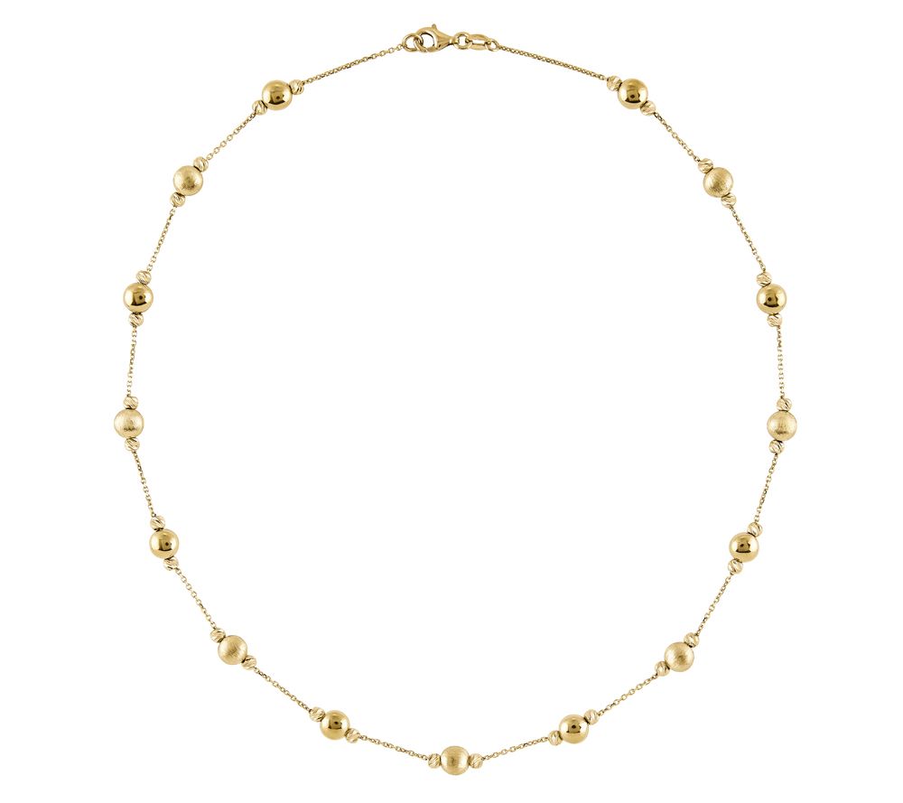 14K Gold Textured and Polished Bead 7-1/2 Brac elet