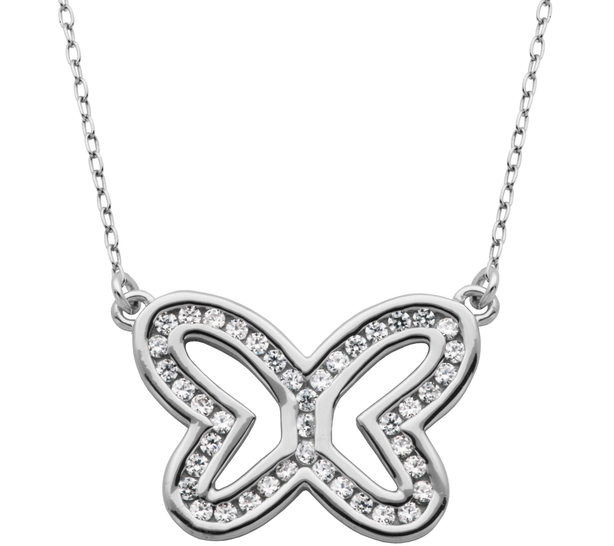 Diamonique 6/10 cttw Open Butterfly 18 Necklac e, Sterling