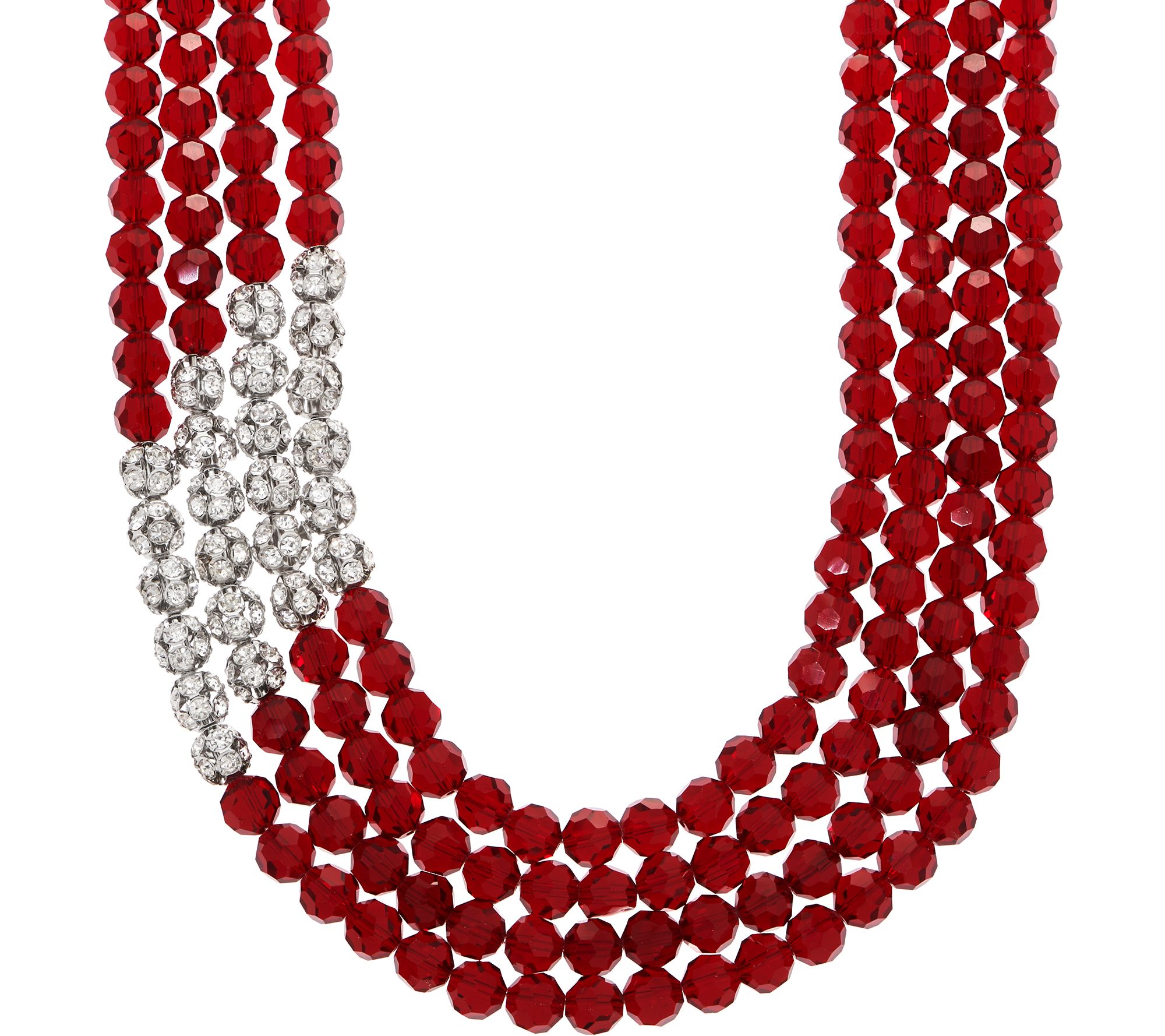 Linea by Louis Dell'Olio 4Strand Pave Bead 20" Necklace