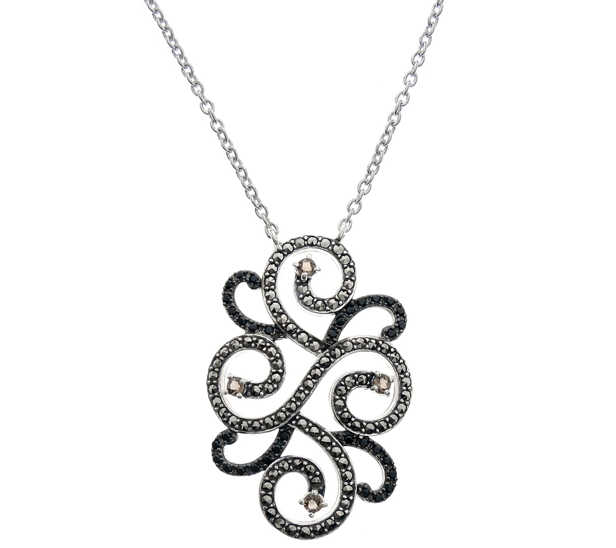 Suspicion Sterling Gemstone & Marcasite Swirl Necklace