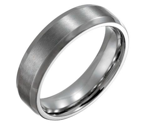 Steel By Design Mens 6mm Beveled Edge Brushed Polished Ring