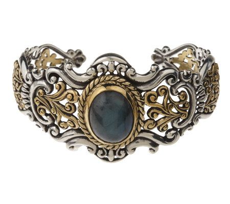 Carolyn Pollack Elegant Affair Labradorite Mixed Metal Average Cuff ...