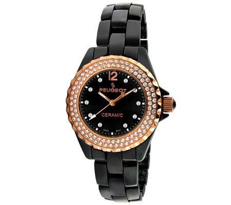 Peugeot Womens Swiss Crystal Round Case Watch