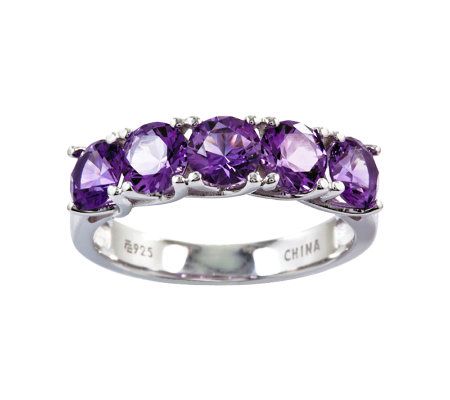 Sterling 2.20 cttw Amethyst 5-Stone Ring
