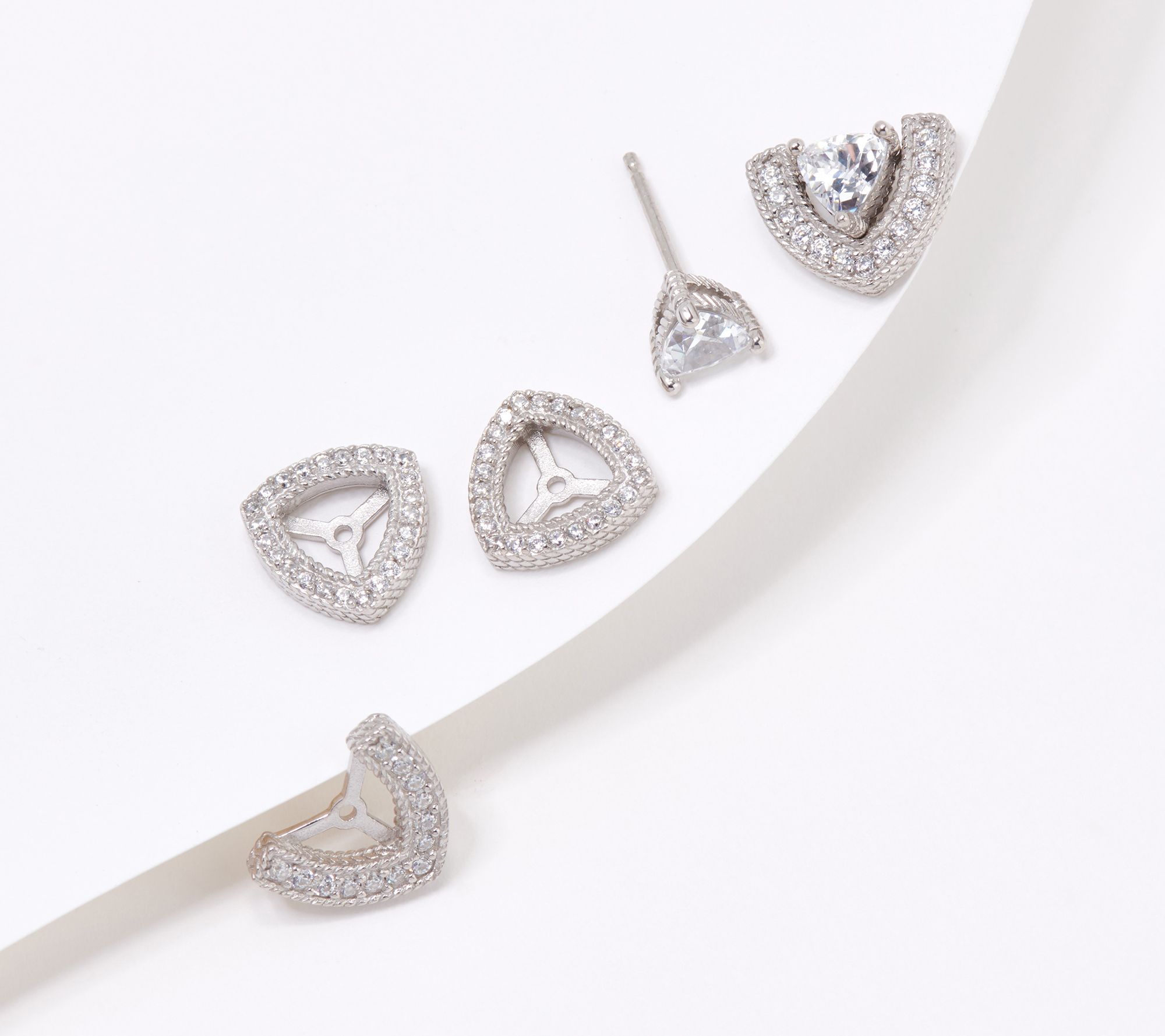 Judith Ripka Sterling Silver Trillion Diamonique Set