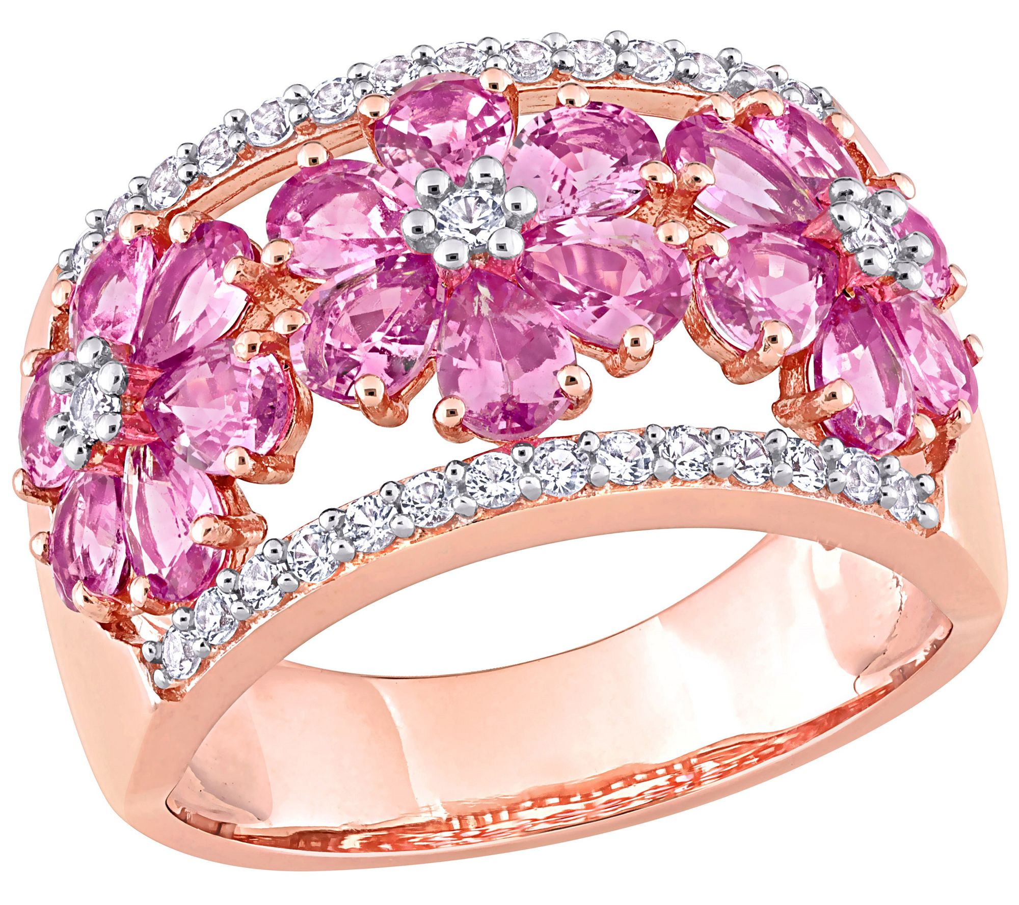 Bellini 3.90 cttw Multi-Sapphire Floral Ring, 1 4K Gold