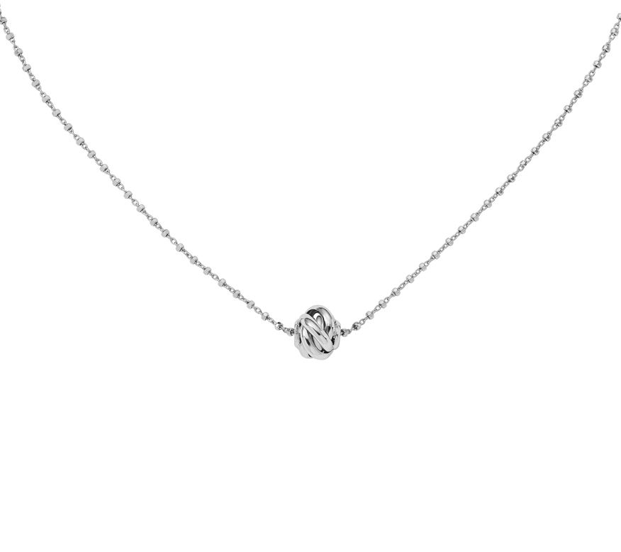 Italian Silver Love-Knot Beaded Necklace, Sterl ing, 5.7g