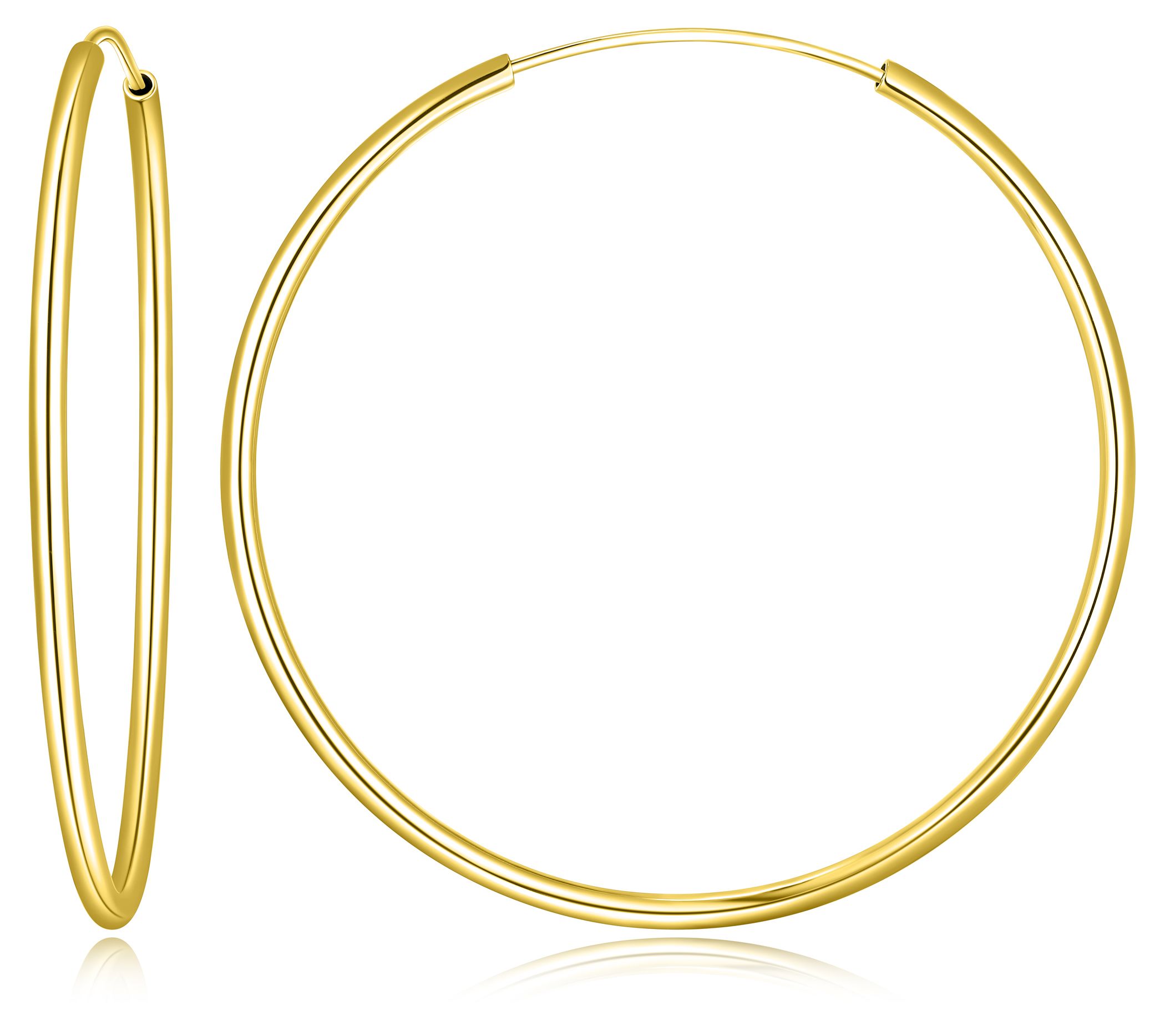 Silver Style 2" Round Endless Hoop Earrings, 18 Gold Clad
