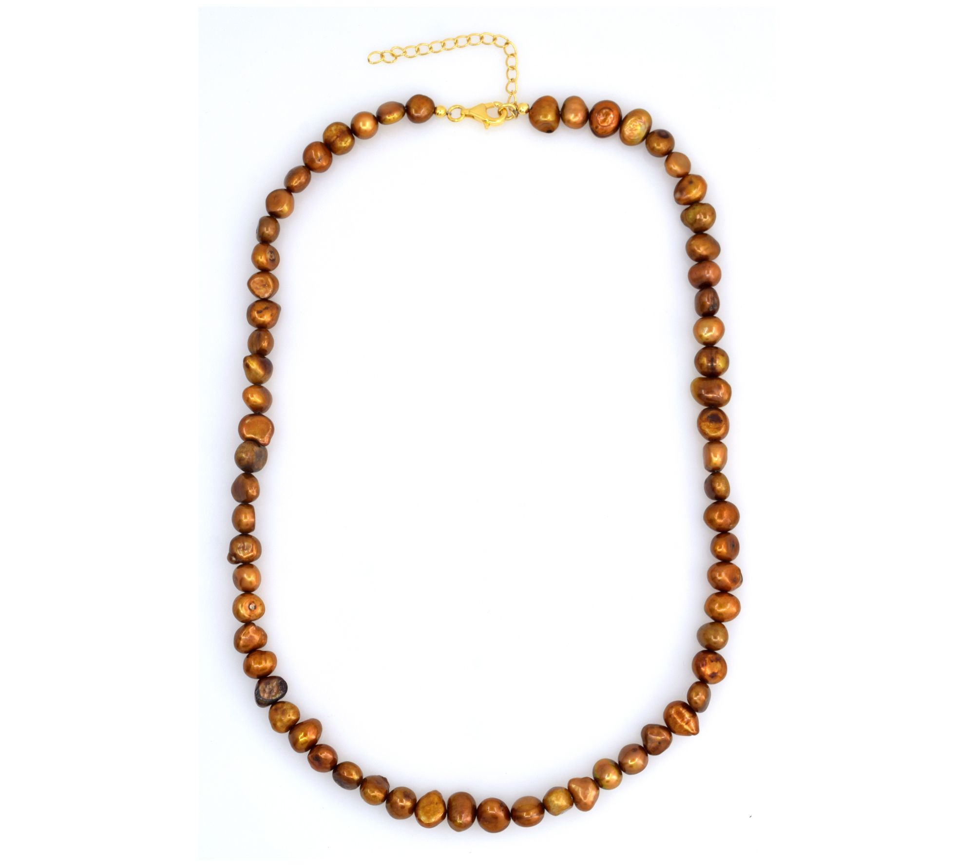 14K Gold Plated Bronze Cultured Pearl Beaded N cklace
