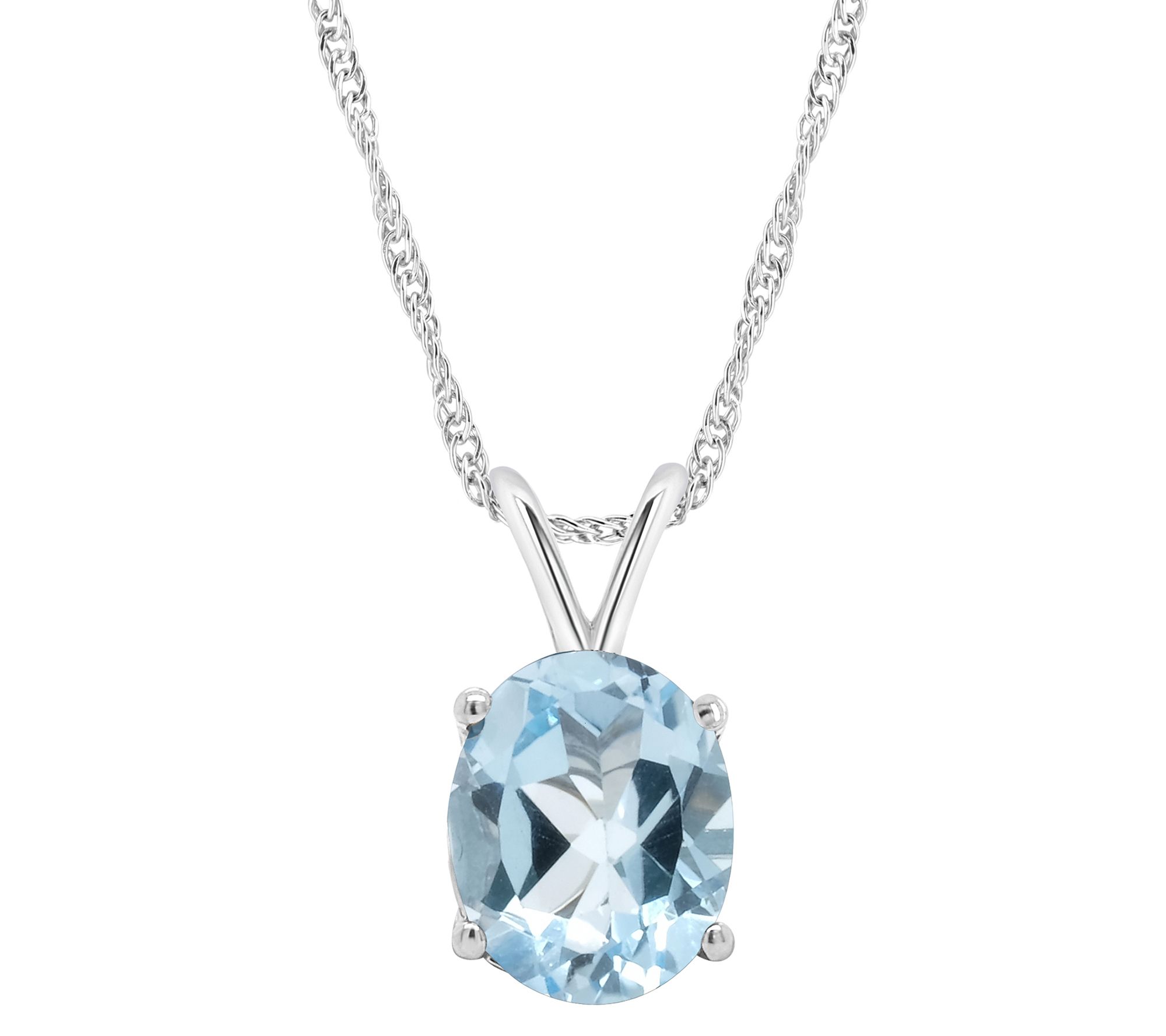 14K Gold Oval 3.20 cttw Sky Blue Topaz Pendant ith Chain