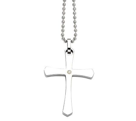 Steel by Design Mens 14K Gold-Plated Cross P endant w/ Chain