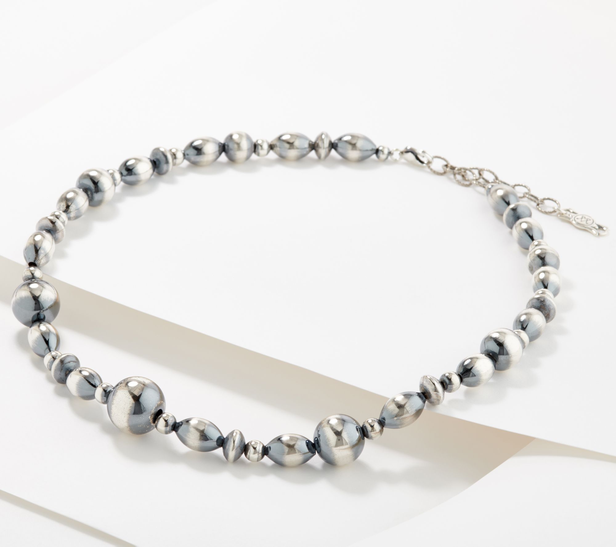 American West Sterling Silver 18 Multi Shape Bead Necklace