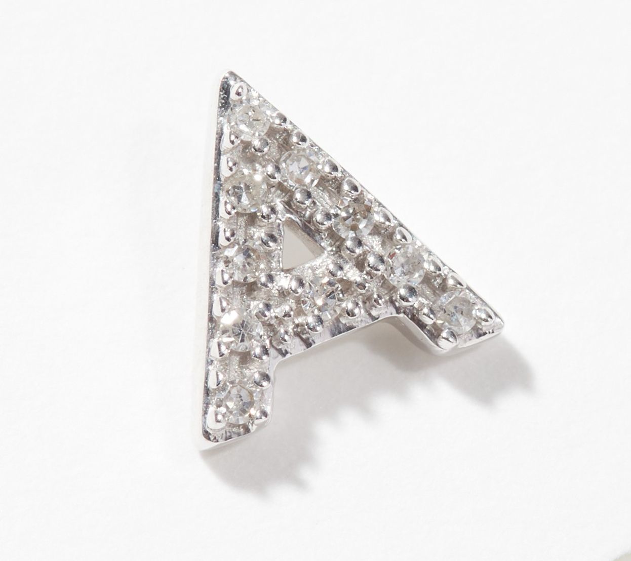Affinity Sterling Silver Single Initial Diamond Stud Earring