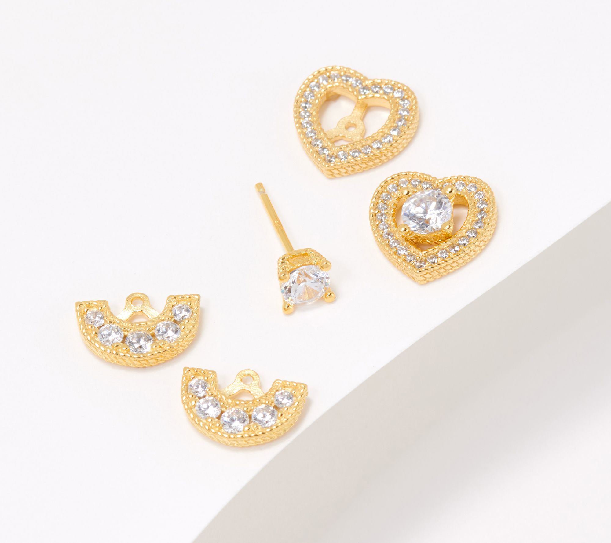 Judith Ripka Sterling Silver Round Diamonique Stud Set