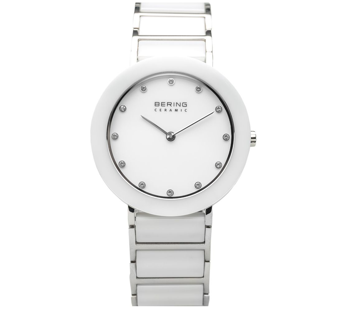 Bering Womens Stainless & White Ceramic Bracel et Watch