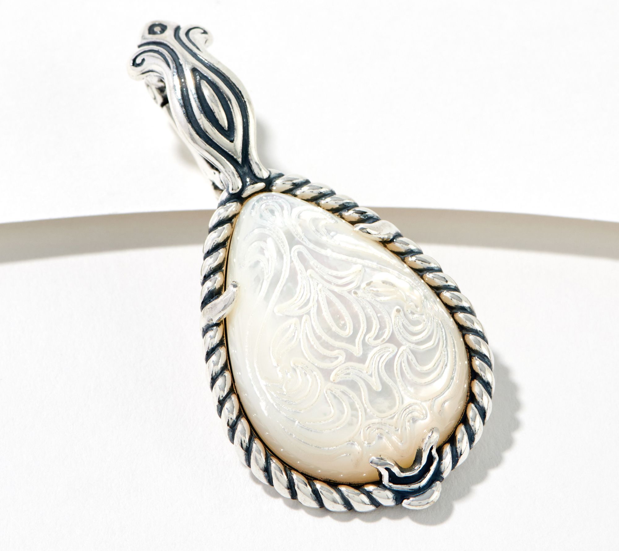American West Sterling Silver Carved MOP PearEnhancer