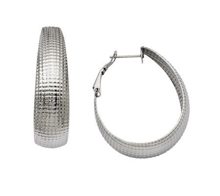 Steel by Design Textured Oval Hoop Earrings