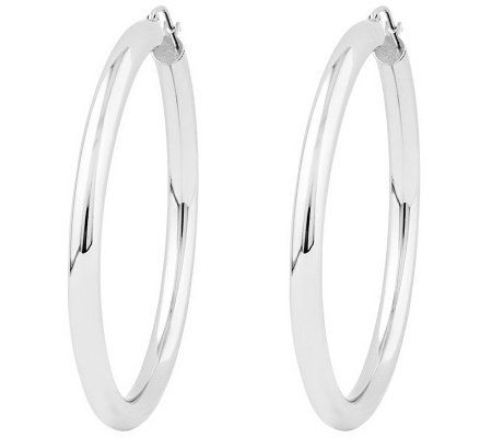 Polished 2 Round Hoop Earrings, 14K Gold