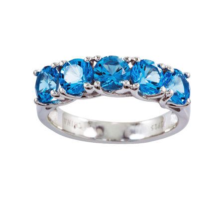Sterling 2.95 cttw Blue Topaz 5-Stone Ring