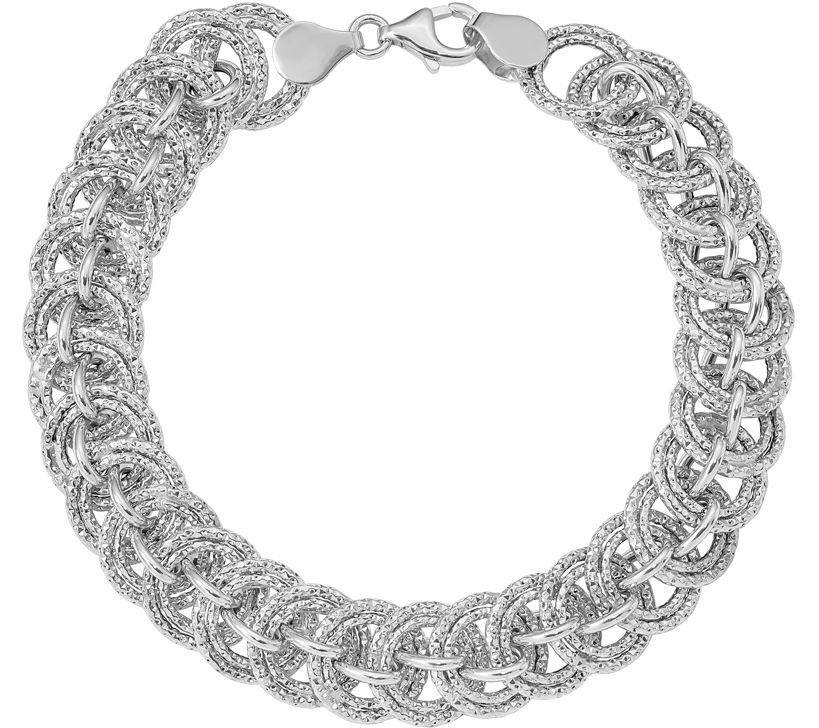 Italian Gold Double Round Link Bracelet 14K, 7. 6g
