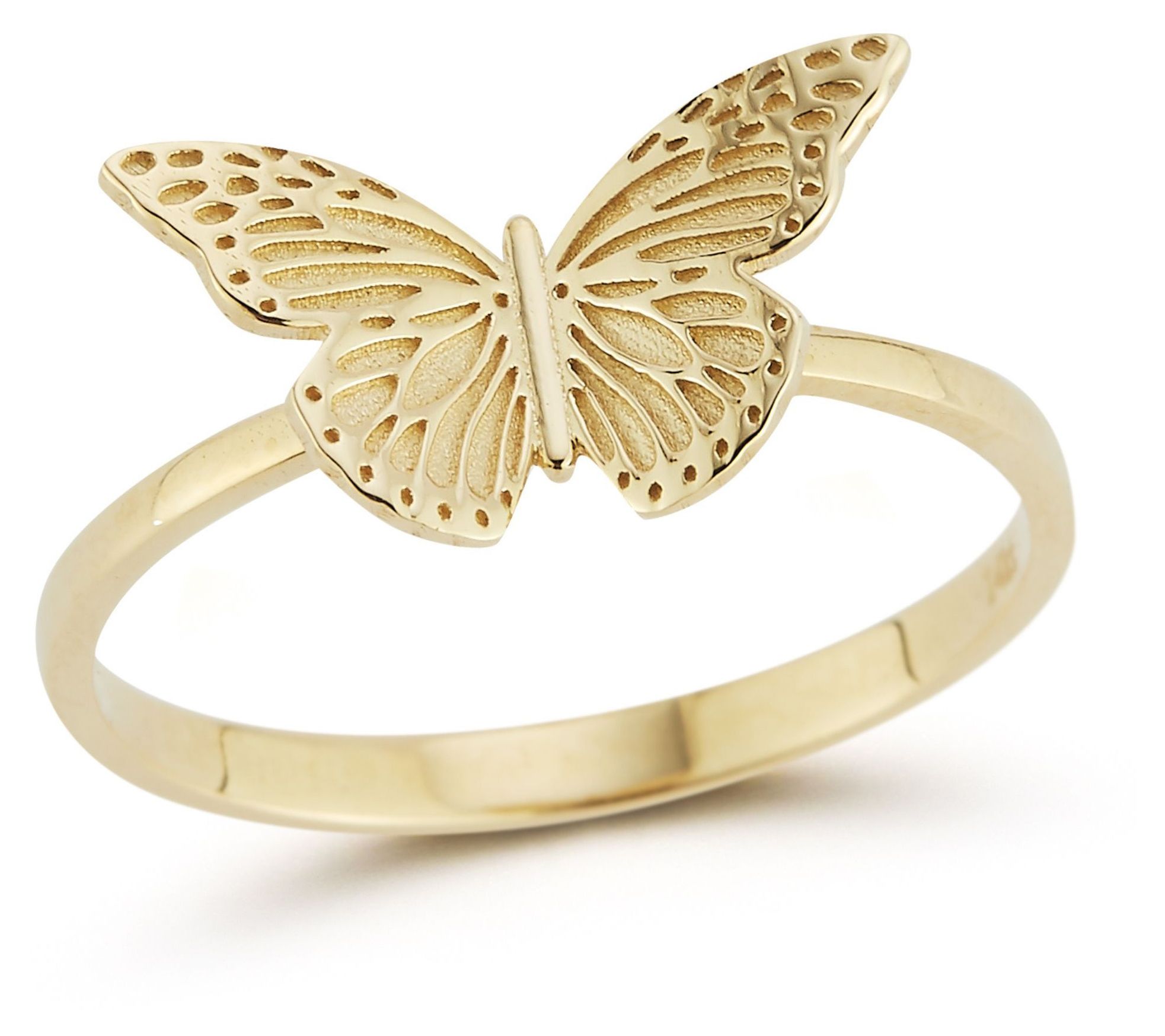 Luminosa Gold 3D Textured Butterfly Ring, 14K