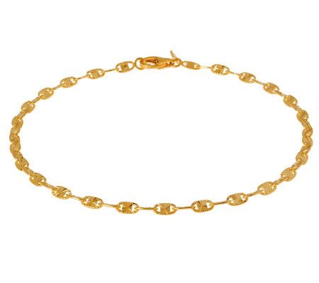 Veronese 18K Clad 9 Diamond Cut Sunburst Marin e Link Anklet